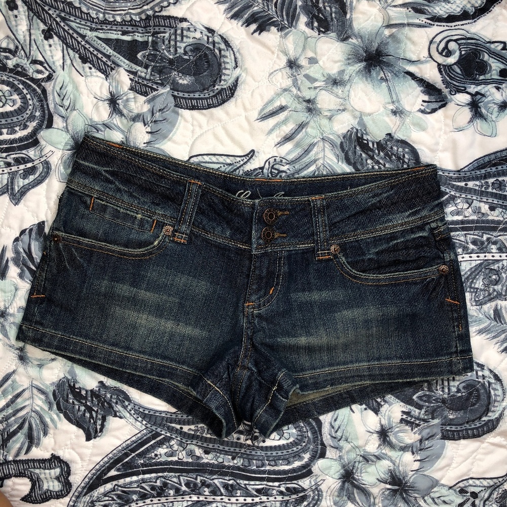 Guess Jean Denim Shorts Dark Blue Distressed